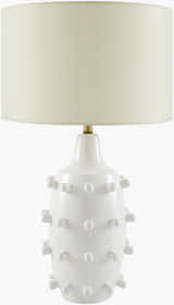 Sculpted White Ceramic Table Lamp with Linen Shade