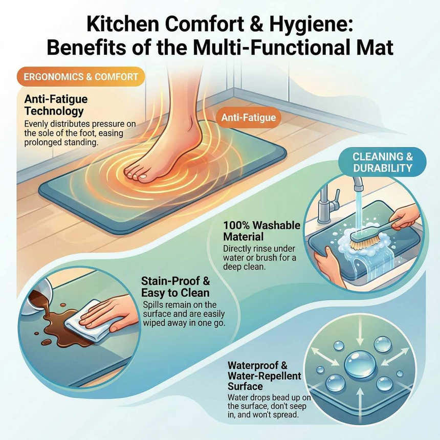 Anti-Fatigue Kitchen Mat, Brown - Clearance