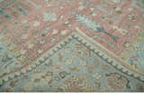 Distress Finished Tree of Life Hand Knotted Rust and Blue Custom Made Wool Rug