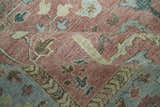 Distress Finished Tree of Life Hand Knotted Rust and Blue Custom Made Wool Rug