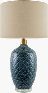 Aqua Blue Modern Table Lamp with global details for bedside or console tables