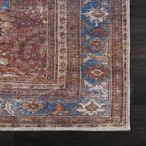 Sample Rust Baki Traditional Washable Area Rug - Clearance