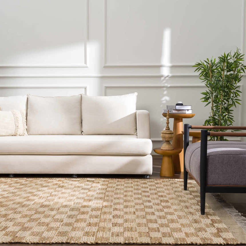Made to Order Custom Size Ionut Checkered Jute Area Rug