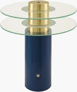 Rich Aqua Blue Modern Table Lamp with glass details for bedside or console tables