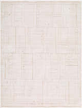 Close-up of Alma Machine Woven Elle Decor x LIVABLISS EDAL-2301 Area Rug. Ivory and taupe geometric pattern. Design-Rectangle-537