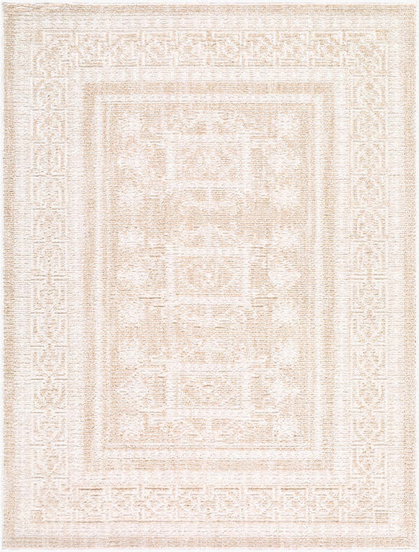 Close-up of the Odeon Elle Decor x LIVABLISS EDOD-2303 Area Rug. Beige and ivory contemporary design. Design-Rectangle-537