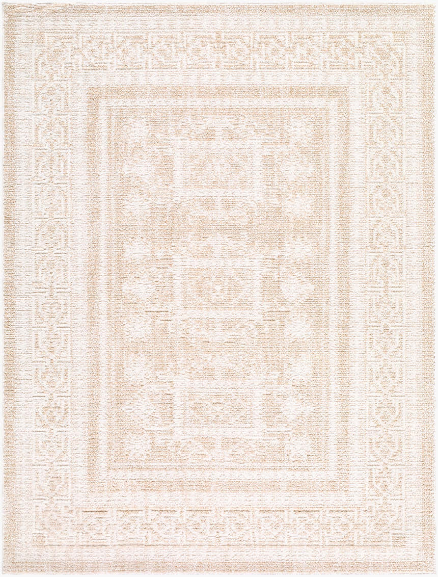 Close-up of the Odeon Elle Decor x LIVABLISS EDOD-2303 Area Rug. Beige and ivory contemporary design. Design-Rectangle-537