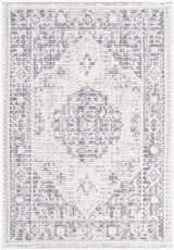 Close-up of the Odeon Machine Woven Elle Decor x LIVABLISS EDOD-2305 Area Rug. Features charcoal, cream, and gray contemporary design. Design-Rectangle-221