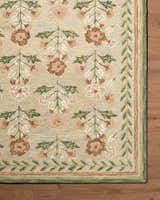 Close up of the hand-tufted Acacia Area Rug, showcasing its floral pattern, soft texture, and farmhouse style. Front