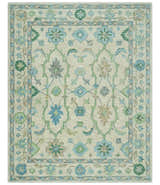 Floral Beige, Gray, Blue and Green Oriental Oushak Hand Tufted Custom Made wool Area rug