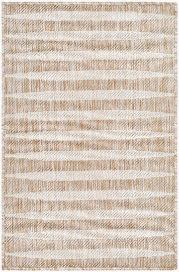 Close-up of Agave Outdoor Machine Woven Galey Alix x LIVABLISS GAAG-2300 Area Rug. Tan and off-white striped design. Design-Rectangle-221