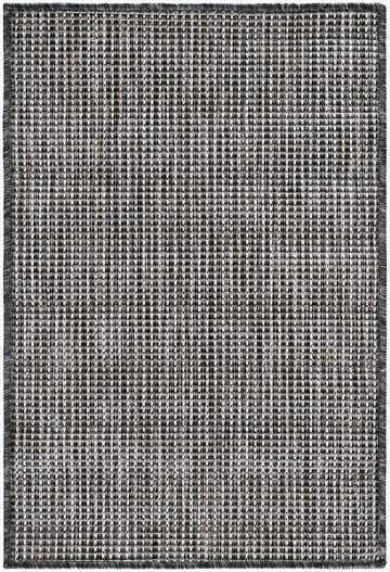 Close-up of Barberry Outdoor Galey Alix x LIVABLISS GABA-2301 Area Rug. Black, gray, and tan woven pattern. Design-Rectangle-221