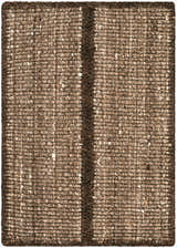 Close-up of Bronson Handmade Galey Alix x LIVABLISS rug. Chestnut, sandstone, and taupe hand-woven wool texture with stripe. Design-Rectangle
