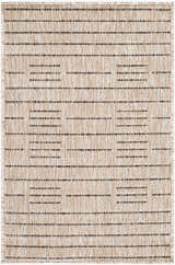 Close-up of Rye Outdoor Galey Alix x LIVABLISS GARY-2300 Area Rug, showing tan, light gray, and dark brown woven texture. Design-Rectangle-221