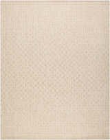 Close-up of the Galey Alix x LIVABLISS GAWE-2302 Westport Outdoor Rug, featuring a woven texture in off-white and tan. Design-Rectangle-71010
