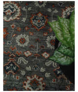 Charcoal and Ivory Hand Knotted Traditional Oushak Custom Made Wool Area Rug