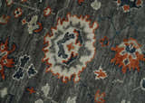 Charcoal and Ivory Hand Knotted Traditional Oushak Custom Made Wool Area Rug