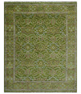 Green and Purple Traditional Design Custom Made wool area rug