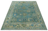Green, Beige and Blue Hand knotted Traditional Oushak Multi Size Wool Area Rug