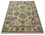 Custom Made Hand Knotted Beige with multicolor Traditional Oushak Wool area Rug