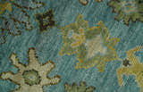 Hand Knotted Teal and Gold Traditional Oushak Multi Size Wool Area Rug