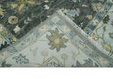 Custom Made Hand Knotted Charcoal and Ivory Traditional Oushak Wool Area Rug