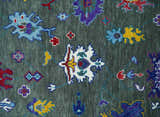 Hand Knotted Charcoal and Ivory Traditional Persian Oushak Wool Rug