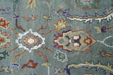 Hand Knotted Gray and Ivory Traditional Oriental Oushak Wool Area Rug