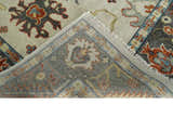 Hand Knotted Ivory, Charcoal and Blue Traditional Oriental Oushak Multi size Wool Area Rug