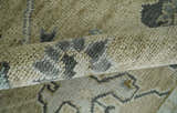 Hand Knotted Antique Oushak Olive and Beige Traditional Oushak Multi Size Wool Area Rug