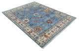 Custom Made Hand Knotted Blue and Ivory Traditional Turkish Oushak Design Wool Rug