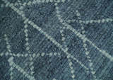 Hand Knotted Blue and Silver Trellis Moroccan Rug Made with Blended Wool Multi size Rug