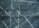 Hand Knotted Blue and Silver Trellis Moroccan Rug Made with Blended Wool Multi size Rug