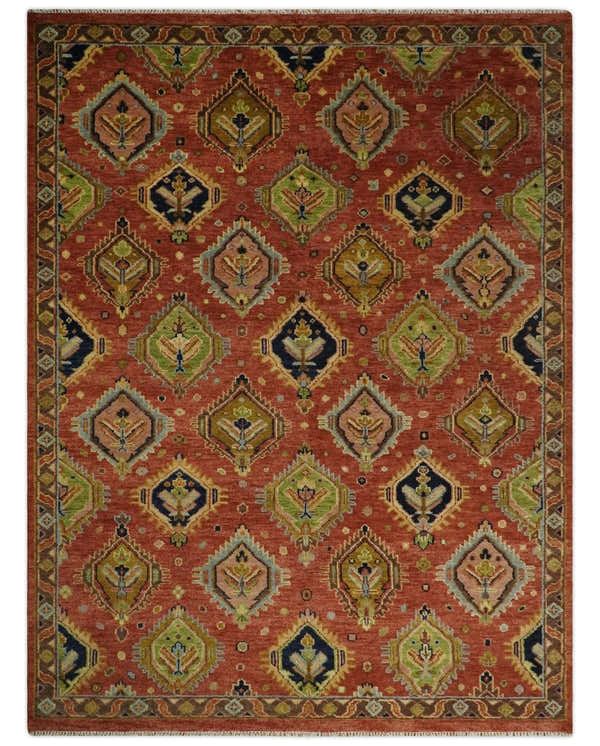 Hand Knotted Eclectic Rust and Brown Antique Traditional Multi size wool Area Rug