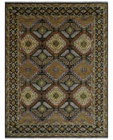 Olive, Gold, Black and Brown Oriental Traditional Hand Knotted Multi Size Wool Area Rug, Living Room and Bedroom Rug