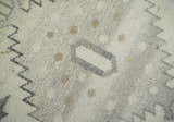 Custom Made Hand Knotted Ivory and Charcoal Traditional Tribal Natural Wool Area Rug, Kids, Living Room and Bedroom Rug