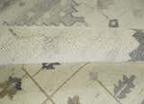 Custom Made Hand Knotted Ivory and Charcoal Traditional Tribal Natural Wool Area Rug, Kids, Living Room and Bedroom Rug