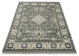 Hand Knotted Ivory and Gray Traditional Tribal Natural Wool Custom Made wool Area Rug, Kids, Living Room and Bedroom Rug