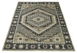 Hand Knotted Ivory, Charcoal and Beige Traditional Medallion Natural Wool Multi Size Area Rug, Kids, Living Room and Bedroom Rug