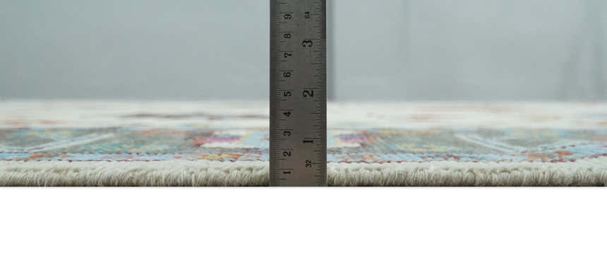 Hand Knotted Ivory, Gray and Blue Traditional Oushak Multi Size Wool Area Rug