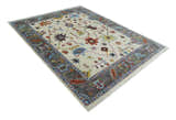 Hand Knotted Ivory, Gray and Blue Traditional Oushak Multi Size Wool Area Rug