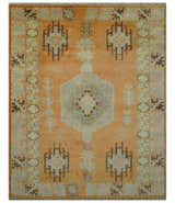 Hand Knotted Peach and Beige Traditional Southwestern Multi Size wool area rug