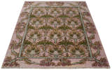 Hand Knotted Pink, Green and Beige Floral Traditional Antique Style Wool Area Rug