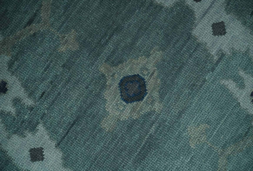 Hand Knotted Traditional Oriental Oushak Antique Style Green Wool Area Rug