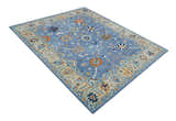 Hand Tufted Blue and Beige Modern Colorful Oushak Multi Size Rug, Kids, Living Room and Bedroom Rug