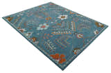 Tree of life Hand Tufted Teal Blue, Brown and Red Traditional Floral Custom Made Wool Area Rug, Kids, Living Room and Bedroom Rug