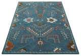 Tree of life Hand Tufted Teal Blue, Brown and Red Traditional Floral Custom Made Wool Area Rug, Kids, Living Room and Bedroom Rug