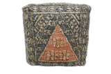 Hand Woven Boho Tribal Large Charcoal Jute and Wool Pouf | TRD119P