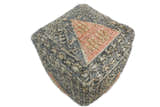 Hand Woven Boho Tribal Large Charcoal Jute and Wool Pouf | TRD119P