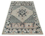 Hand Woven Peach, Beige and Charcoal Rug Made with Blended Wool Multi Size Rug